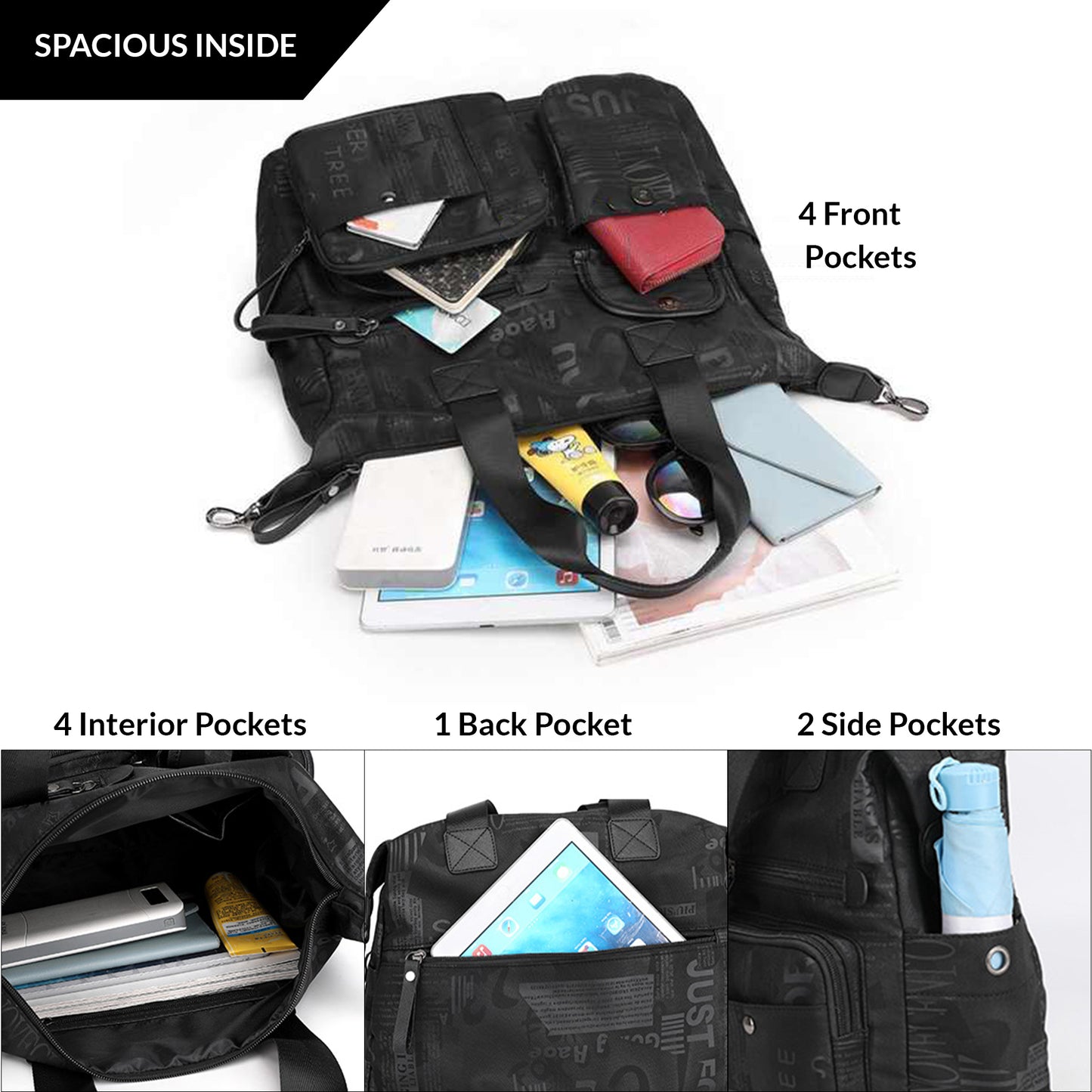Multipocket Prints Tote Bag