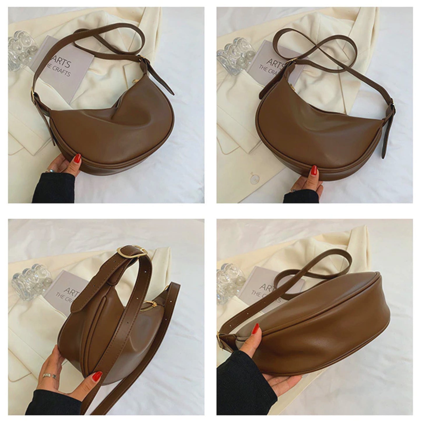 Minimalistic Brown Vegan Leather Hobo Sling