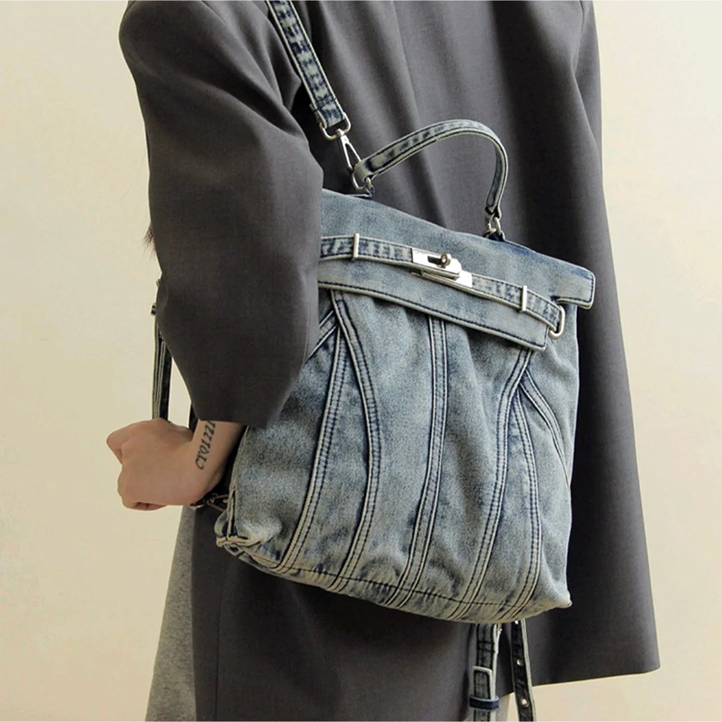 Retro Denim Bagpack