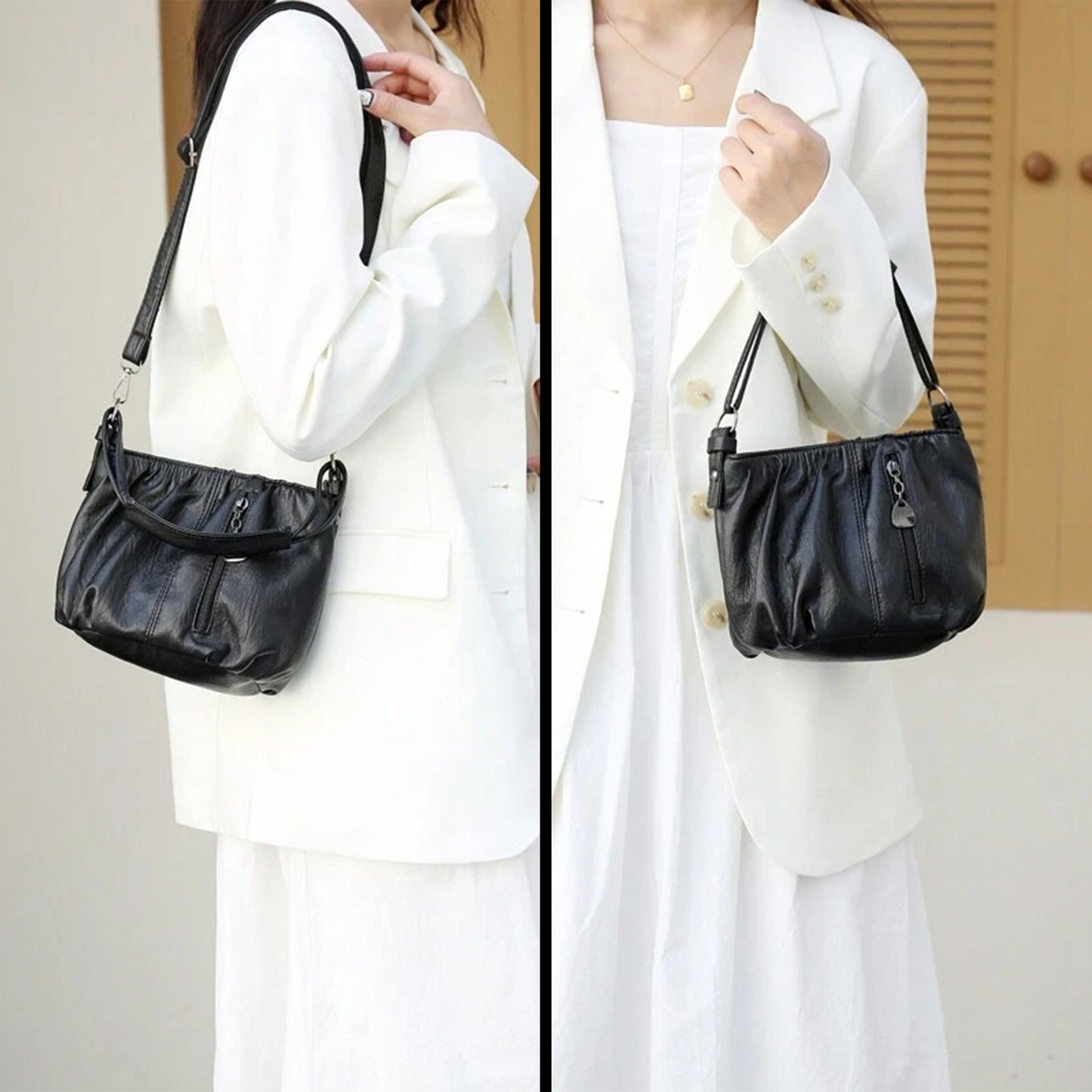 LuxeLeather Urbanite Bucket Bag