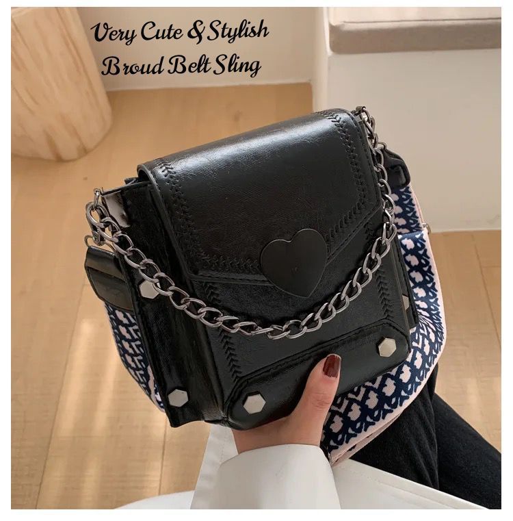 Metal Heart Rivet Vegan Leather Shoulder Bag