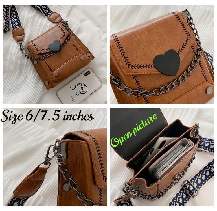 Metal Heart Rivet Vegan Leather Shoulder Bag