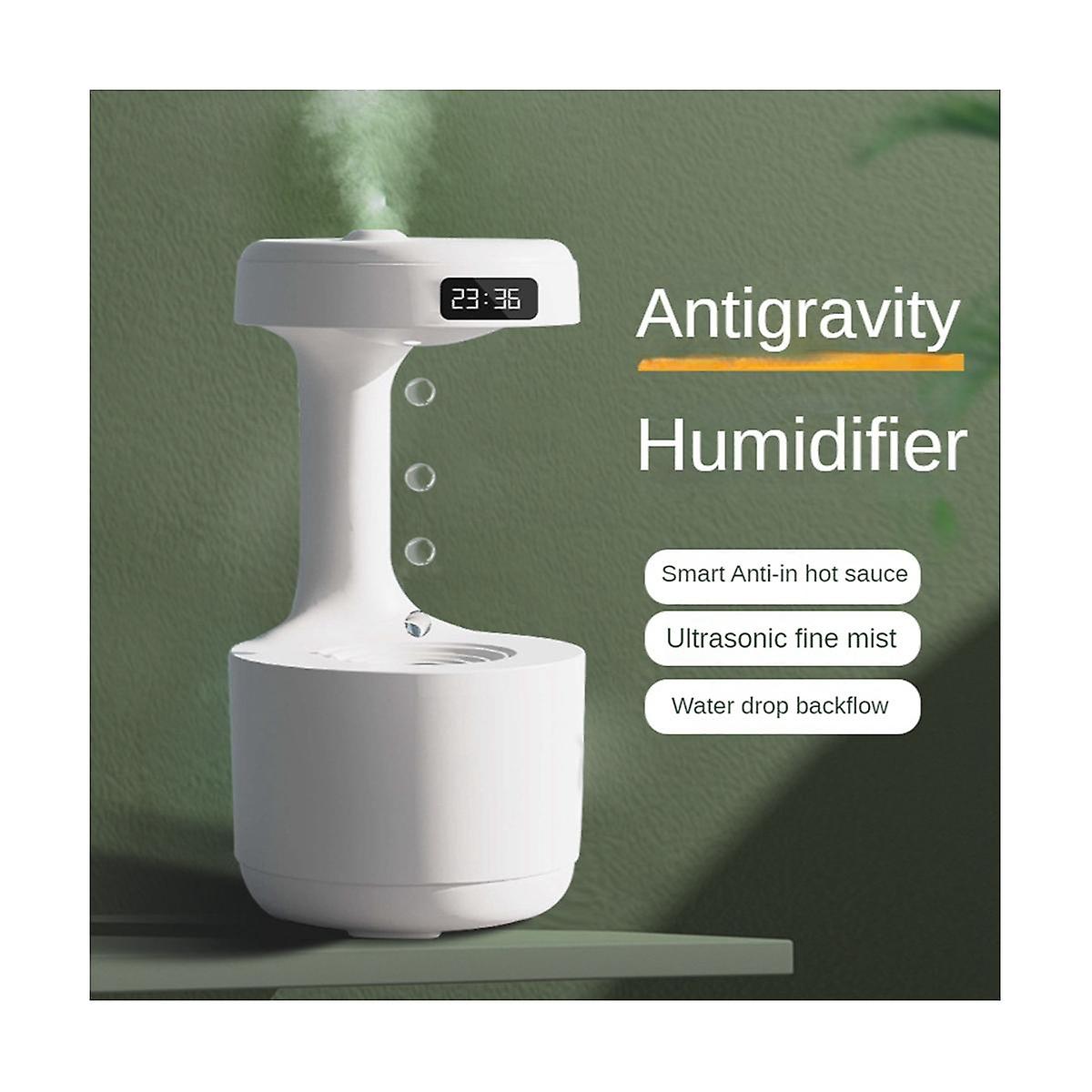 Bedroom Anti-Gravity Humidifier With Clock Water Drop Backflow